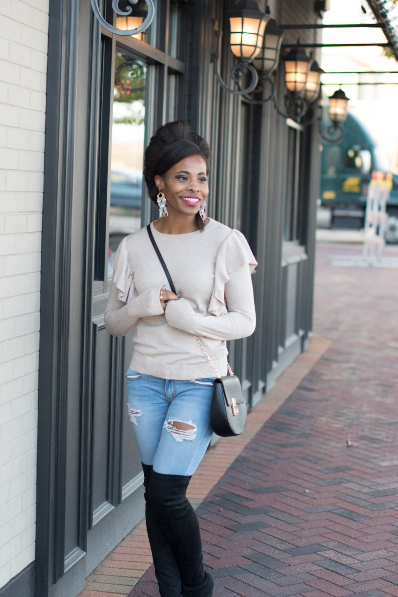 Oatmeal Ruffle Sweater