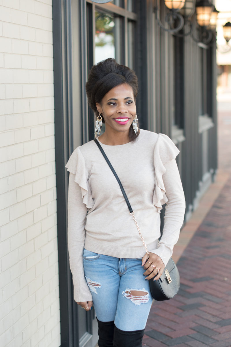 Oatmeal Ruffle Sweater